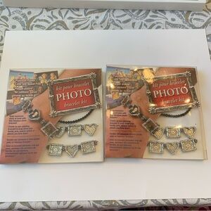 Photo Bracelet Kit 2 Pack, NWT, Platinum Plated, DIY Keepsake Gift, 6 frames ea